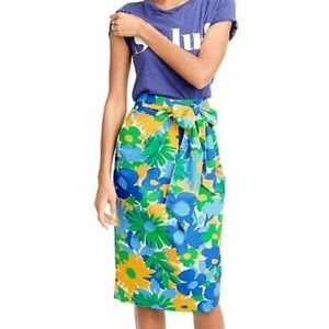 J.Crew Floral Tie Waist Paper Bag Skirt